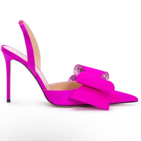 🌺MACH & MACH🌺Le Cadeau 110mm Satin Slingback Fuchsia Pink Pumps Size: 37 - Picture 3 of 15
